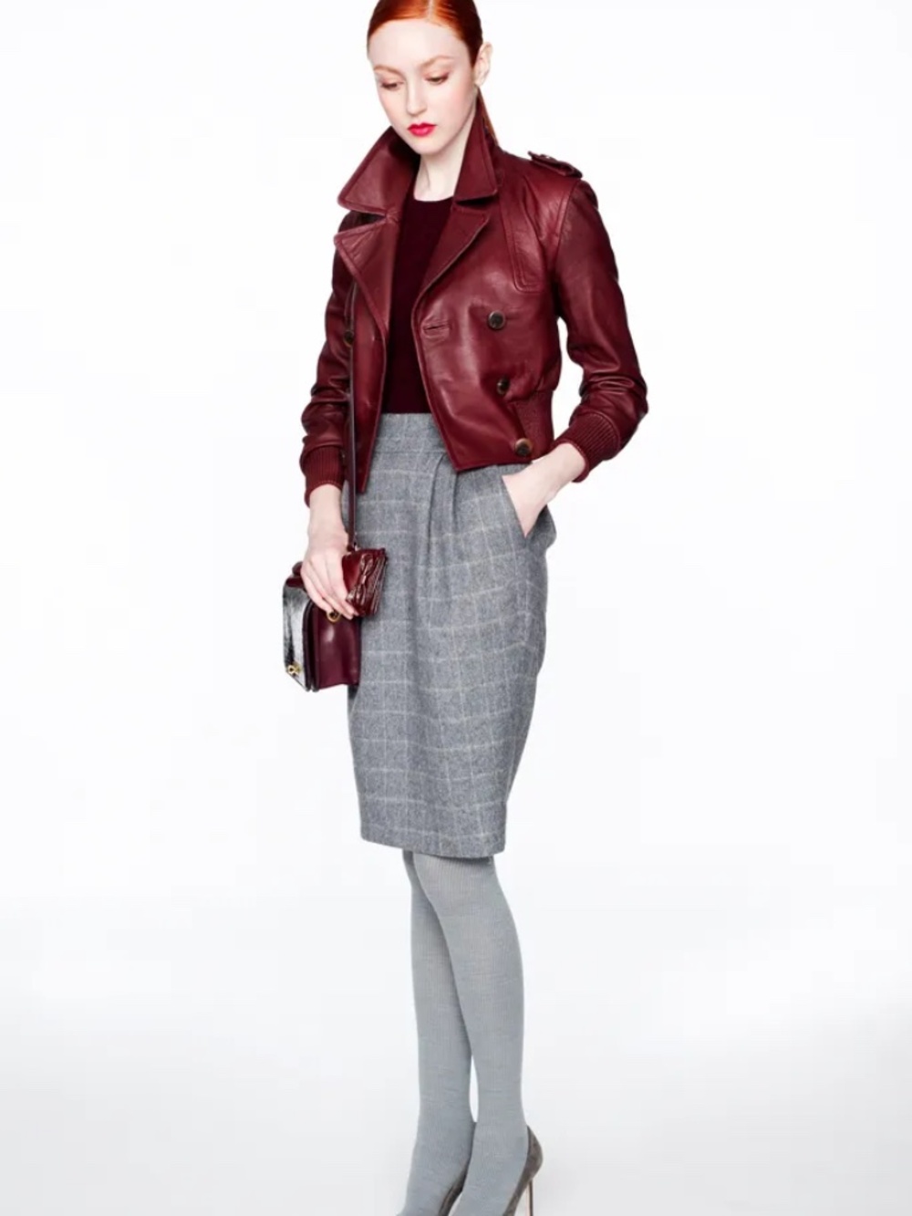 J.Crew Collection Leather Bomber in Burgundy - EUC - Picture 5 of 9